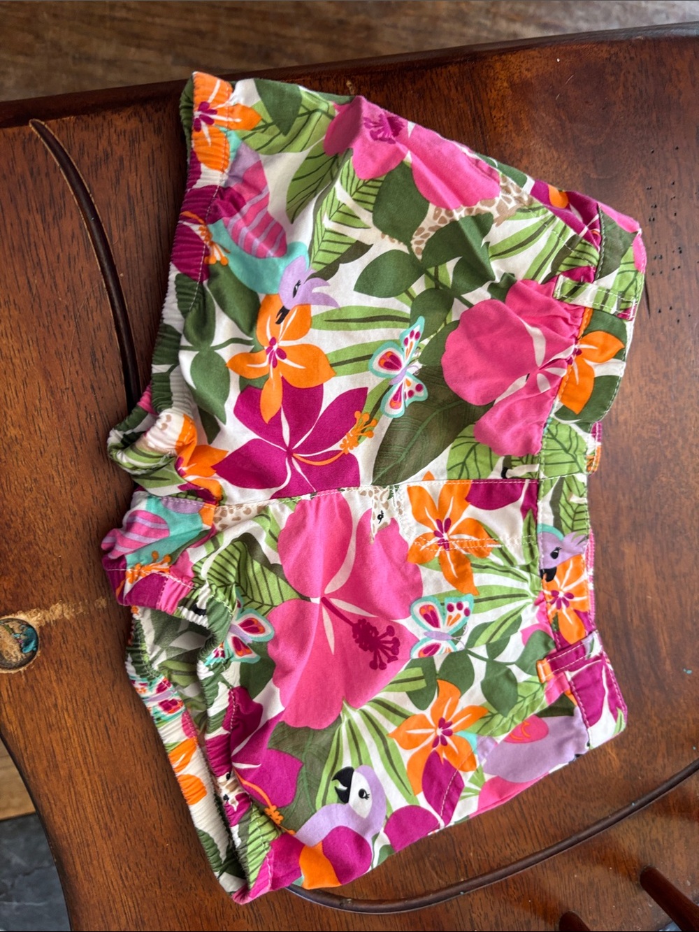 Tropical Floral Girls Shorts - Bright Pink & Orange Print from Gymboree